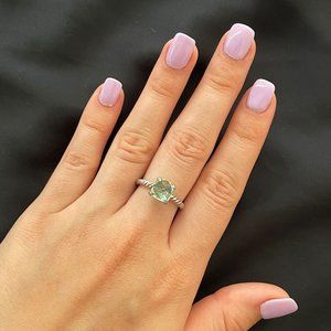DAVID YURMAN 8MM Chatelaine Ring with Prasiolite and Diamonds WITH BOX Size 7